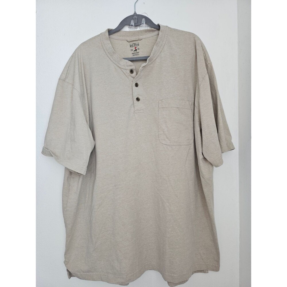 Red Head Men’s Beige Henley Pocket Shirt Size 2X Polished utility